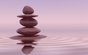 rock cairn floating on water